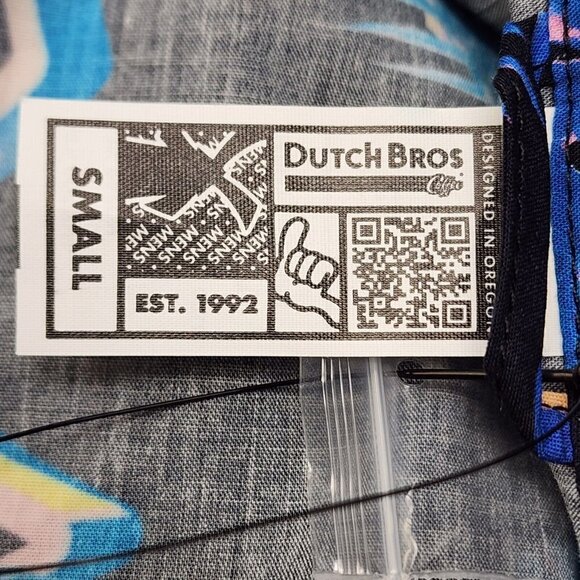 Dutch Bros Coffee Floral Artwork Short Sleeve Button Up Shirt, Men's Small - Picture 4 of 8